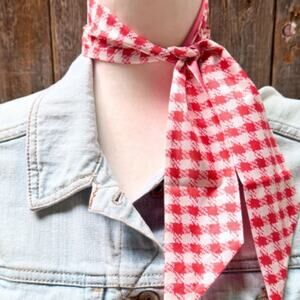 Red White Checkered Western Mini Scarf Necktie